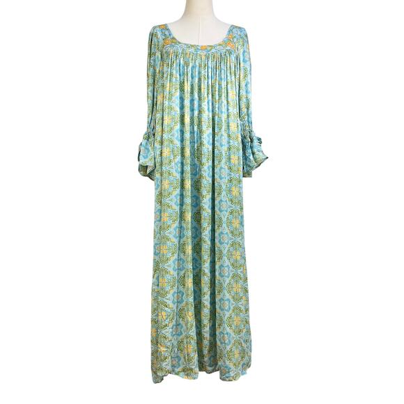 Mi Golondrina Eli Verdes Azuelejos Dress Floral Printed Blue - Picture 1 of 9